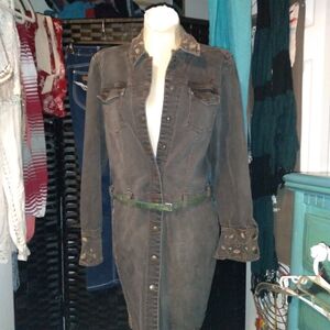 Jordache Dark Brown Embroidered Jean Jacket